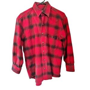 Stormy Kromer 1903 Flannel Shirt Buffalo Plaid Red Men's Medium Made In USA